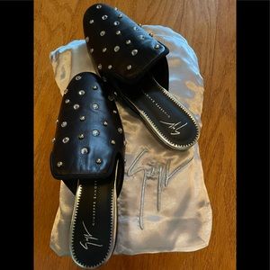 giuseppe zanotti NWT black leather mule sandals shoes 6 36